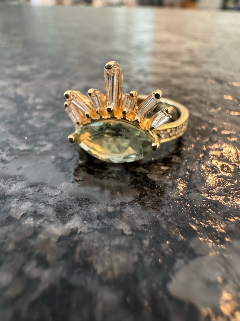 14k Yellow Gold Jacquie Aiche Eyelash Ring Aqua Marquise Tourmaline Diamonds - Picture 5 of 11